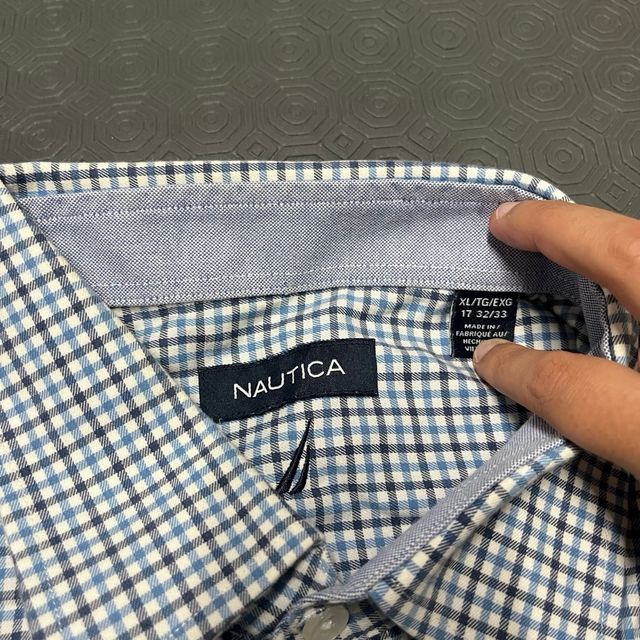 Camisa Nautica XL Azul e Branca 100% Algodão