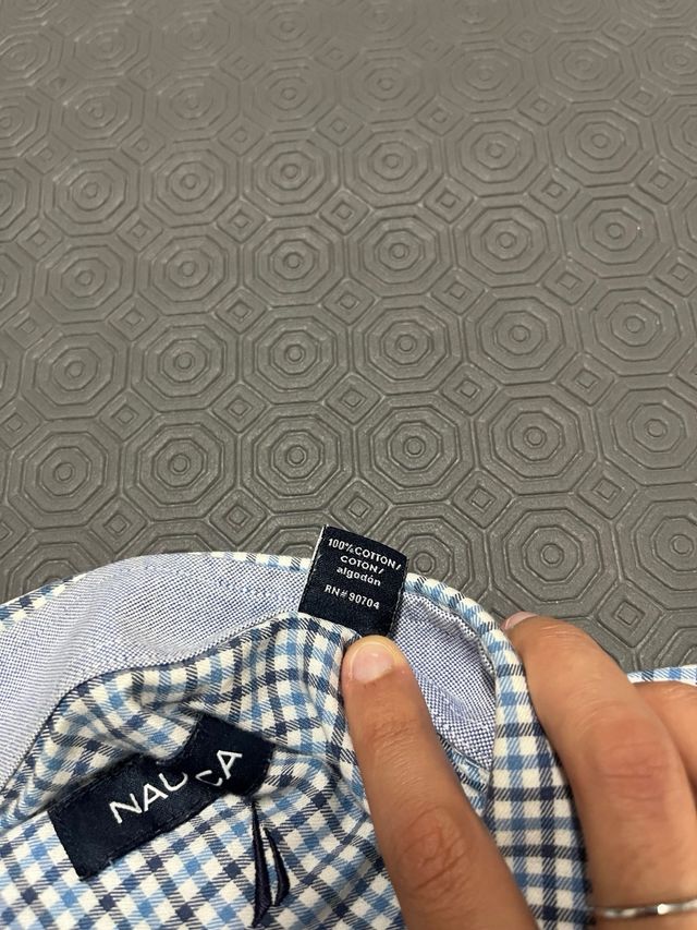 Camisa Nautica XL Azul e Branca 100% Algodão