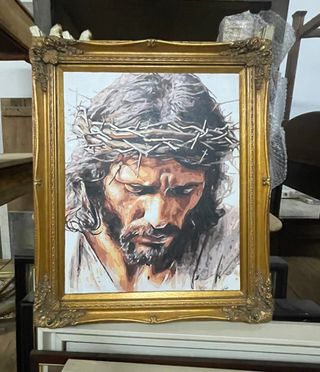 Óleo Jesús Original José Lopez sin Marco Madera