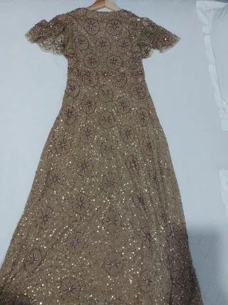 Vestido Zara Beige Dorado Nuevo