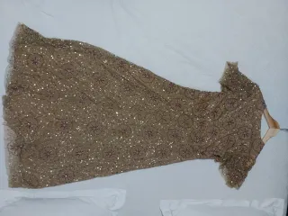 Vestido Zara Beige Dorado Nuevo
