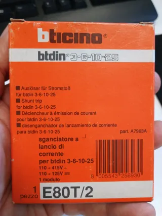 Sganciatore Bticino btdin 3-6-10-25