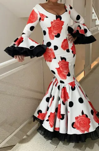 Vestido Flamenco Flores y Lunares