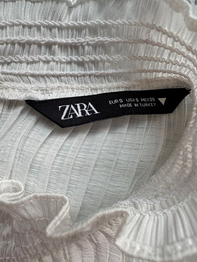 Blusa Zara Blanca Manga Larga