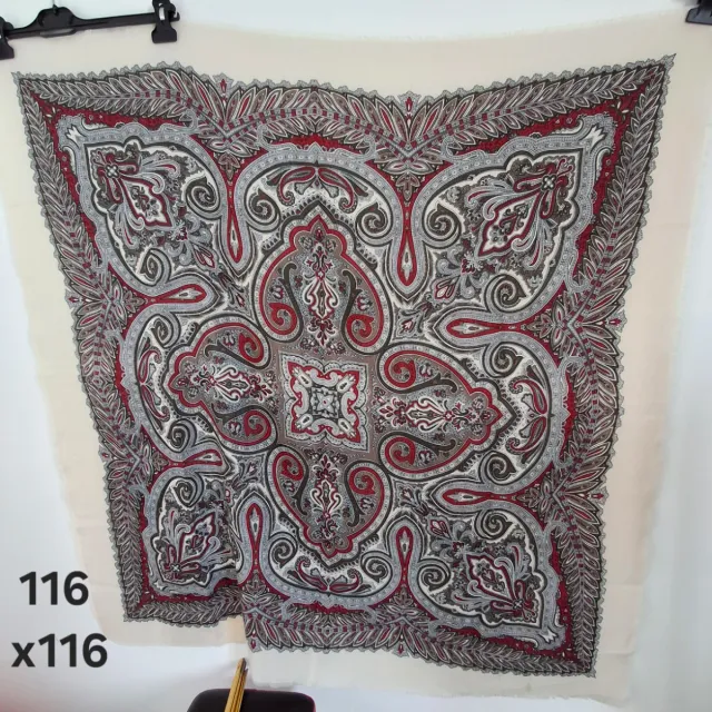 Foulard Paisley Beige e Rosso 116x116