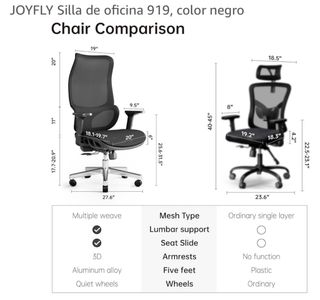 Silla Oficina Ergonómica Joyfly A-919 / S006 Negra