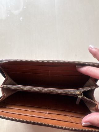 Cartera monedero de piel marrón,tarjetero y billet