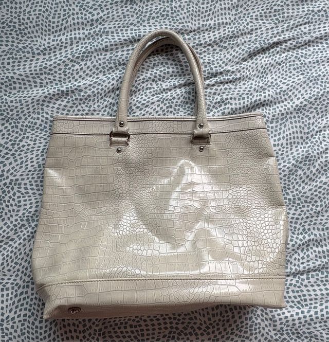 Bolso blanco piel de serpiente
