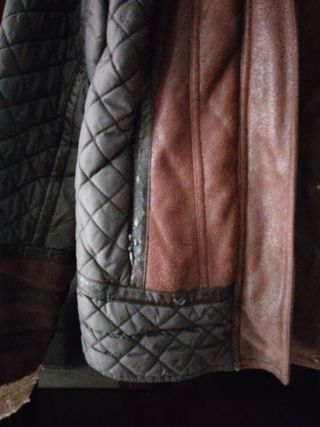 Cazadora mujer cuero marrón y negro