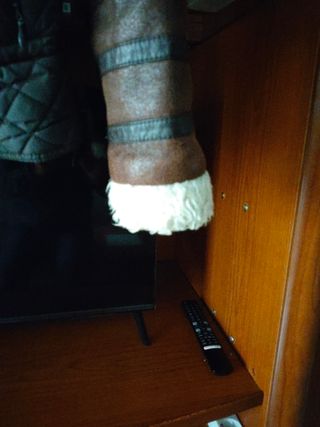 Cazadora mujer cuero marrón y negro