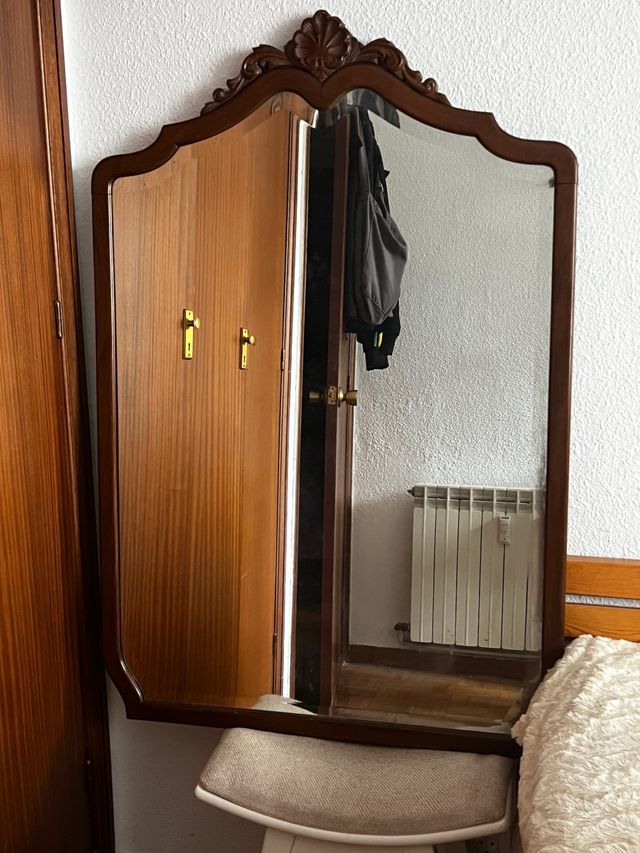 Espejo antiguo (+70 años!)grande madera y cristal.