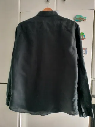 Camisa Lino y Algodón Hombre Negra