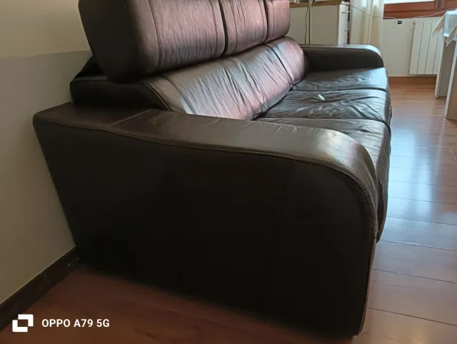 Sofá de piel marrón 4 plazas