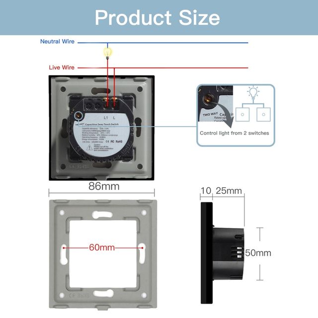 Interruptor Táctil LED Indicador Nocturno