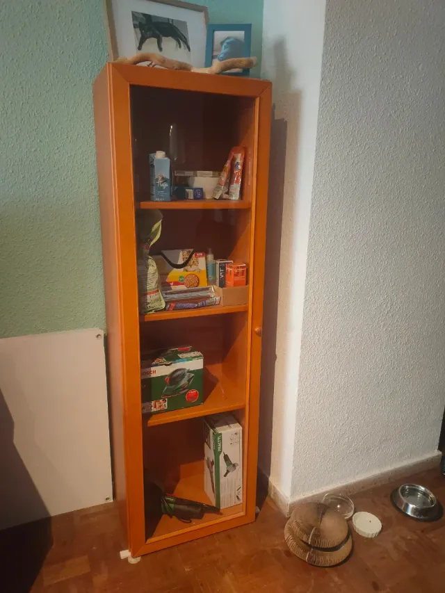 Estantería Vitrina Madera y Cristal