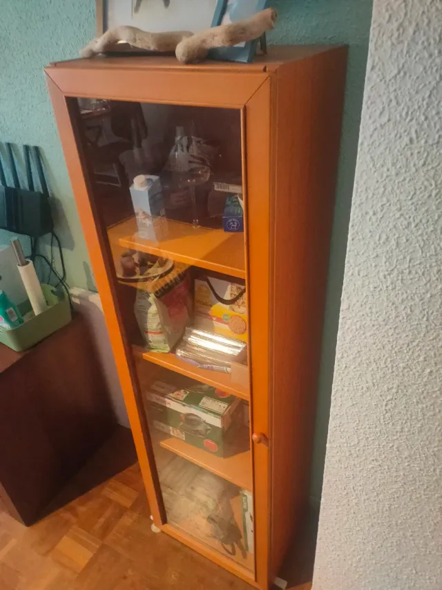 Estantería Vitrina Madera y Cristal