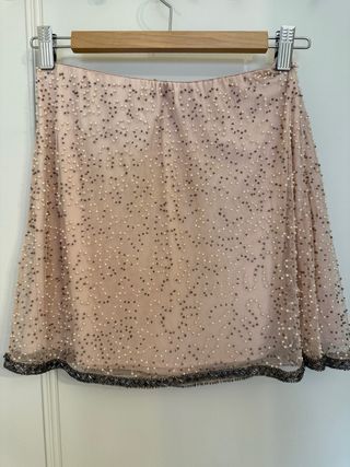 Minifalda Zara pedrería rosa Talla S
