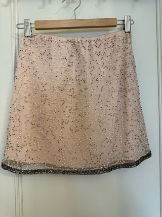 Minifalda Zara pedrería rosa Talla S