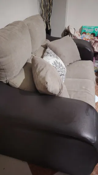 sofá 2 plazas beige/marrón