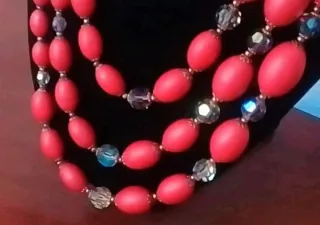 Collana perle satinate cristalli boreali anni '50