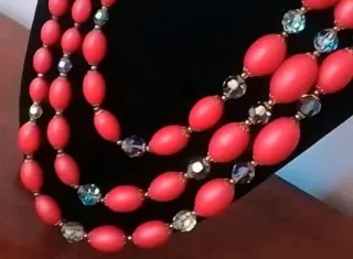 Collana perle satinate cristalli boreali anni '50