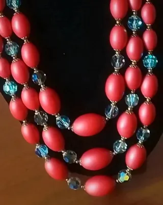 Collana perle satinate cristalli boreali anni '50