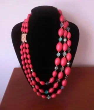 Collana perle satinate cristalli boreali anni '50