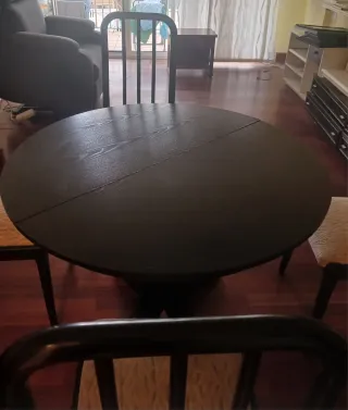 Mesa redonda extensible madera