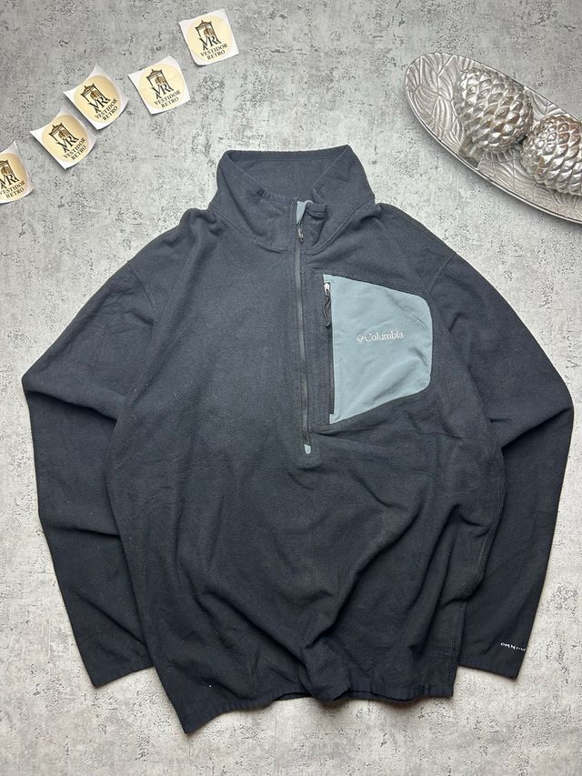 Columbia Black Half-Zip Fleece Pullover - Vintage