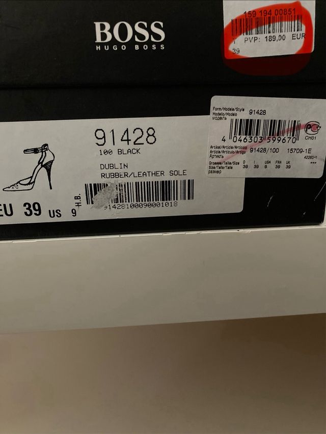 Zapatos de tacón negros mujer HUGO BOSS. Talla 39