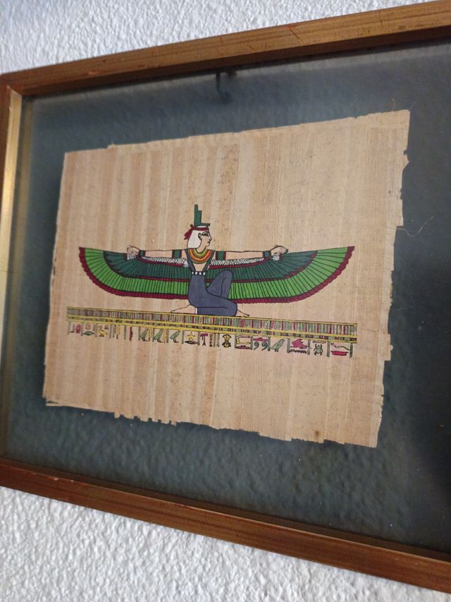 Cuadro de papiro con figura egipcia diosa