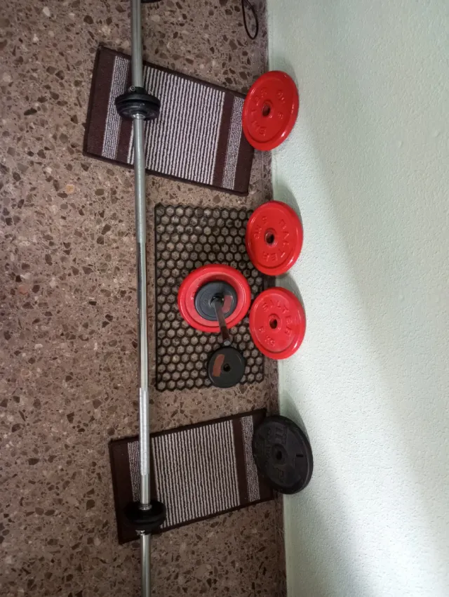 Barra y discos de pesas