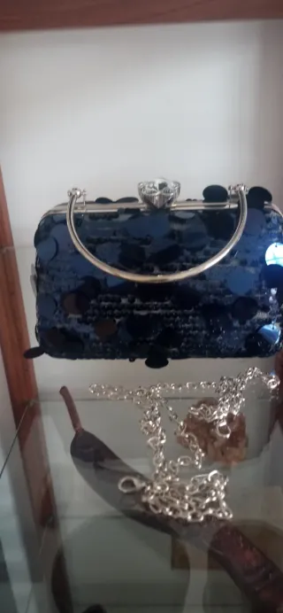 Bolso de fiesta lentejuelas azul y plata