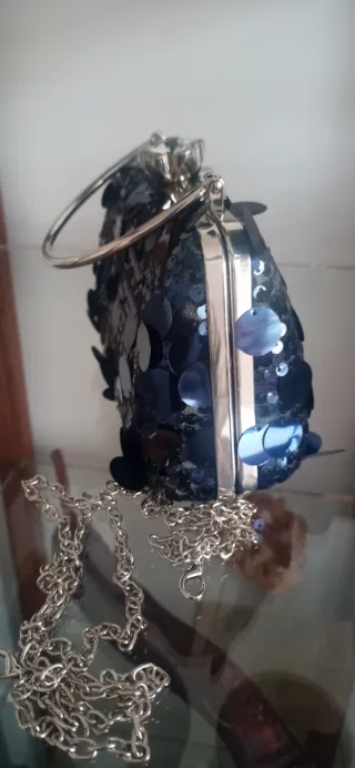 Bolso de fiesta lentejuelas azul y plata