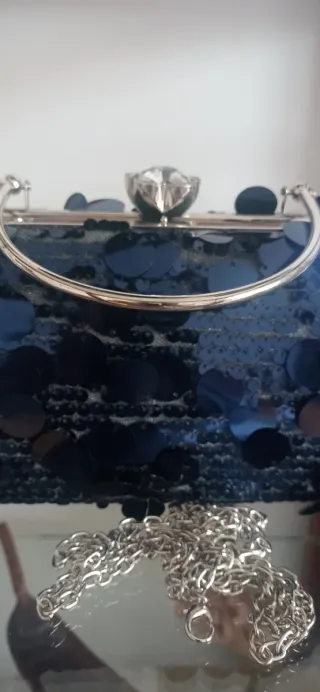 Bolso de fiesta lentejuelas azul y plata