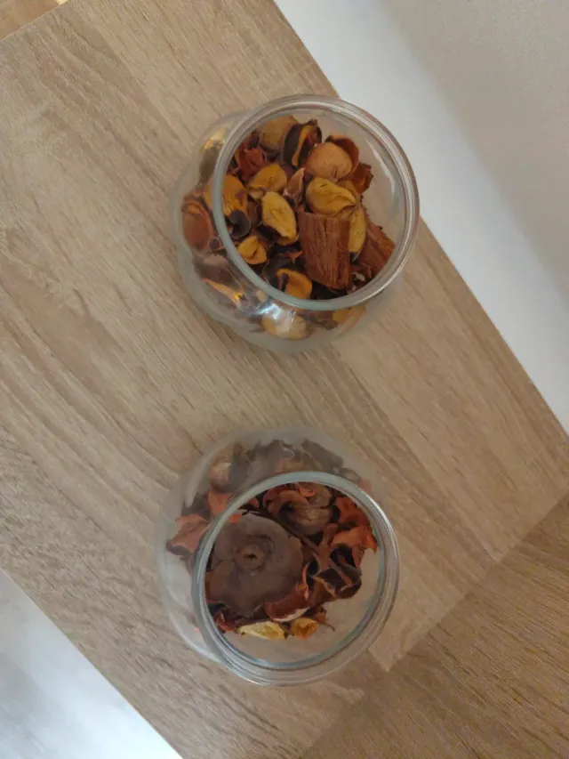 2x Bol Decoración Hojas Secas Transparente 9x5 cm