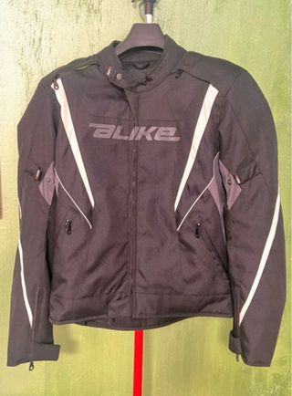 Giacca da moto nera con inserti bianchi