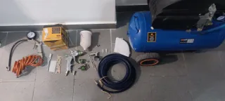 Compresor 50L 2.5HP Kit Pintura