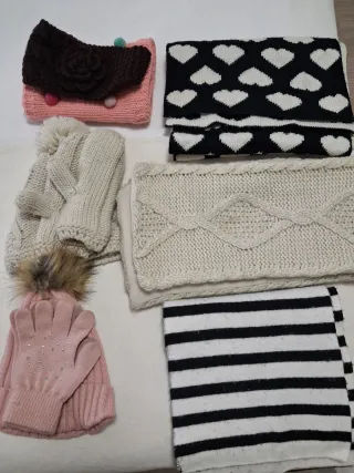 Conjunto invierno: bufandas, guantes