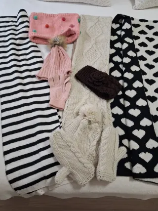 Conjunto invierno: bufandas, guantes