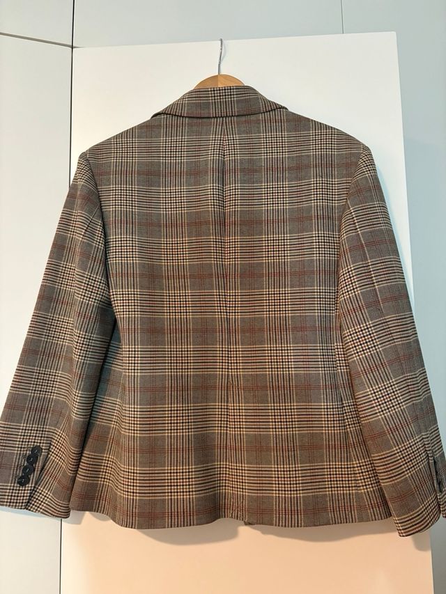 Blazer a quadretti Zara Marrone Grigio Taglia M