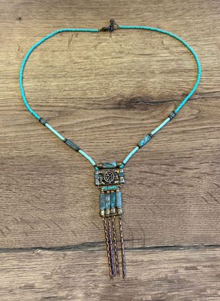 Collar étnico plata, bronce y turquesa