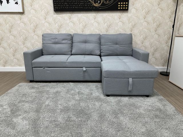 Sofá Chaiselongue Gris Convertible en Cama