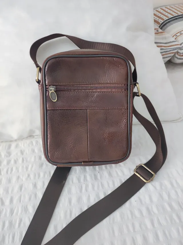 Bolso de piel hombre marrón