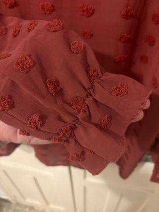 Blusa Cortefiel transparente color ladrillo.