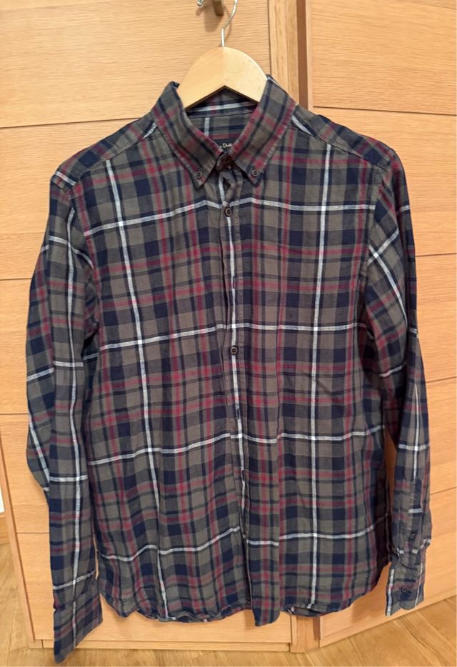 Camisa de cuadros marrón y multicolor