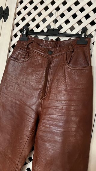 Pantalón Piel Vintage Marrón