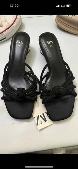ZARA Sandalias Tacón Negro Talla 36
