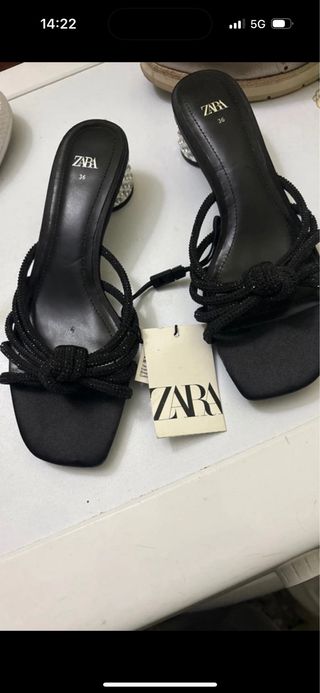 ZARA Sandalias Tacón Negro Talla 36