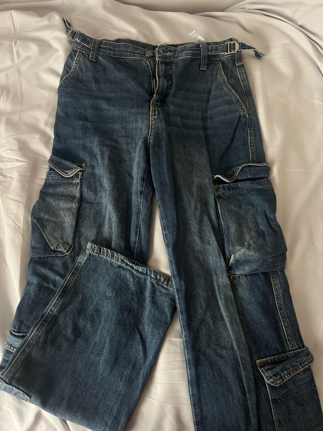 Pantalones vaqueros cargo azules